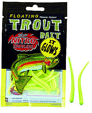Eagle Claw Nitro Trout Worms - chartreuse-glow